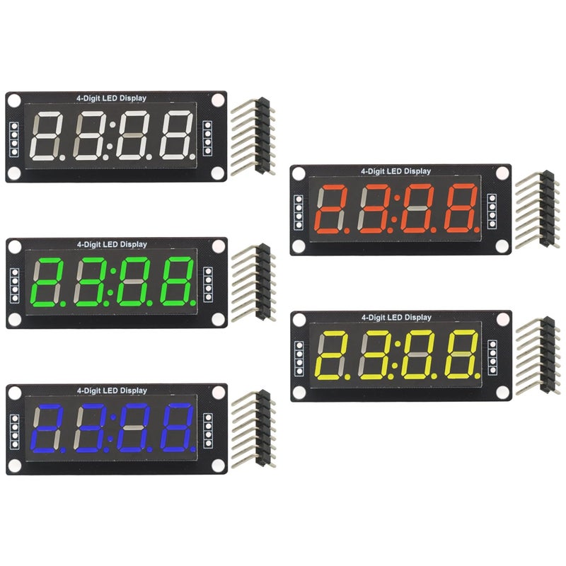 GODIYMODULES 5PCS TM1637 LED Display Module 4 Digit 7 Segment 0.56 inch Time Clock Indicator Tube Module Red Blue Green Yellow White for Arduino - Image 1